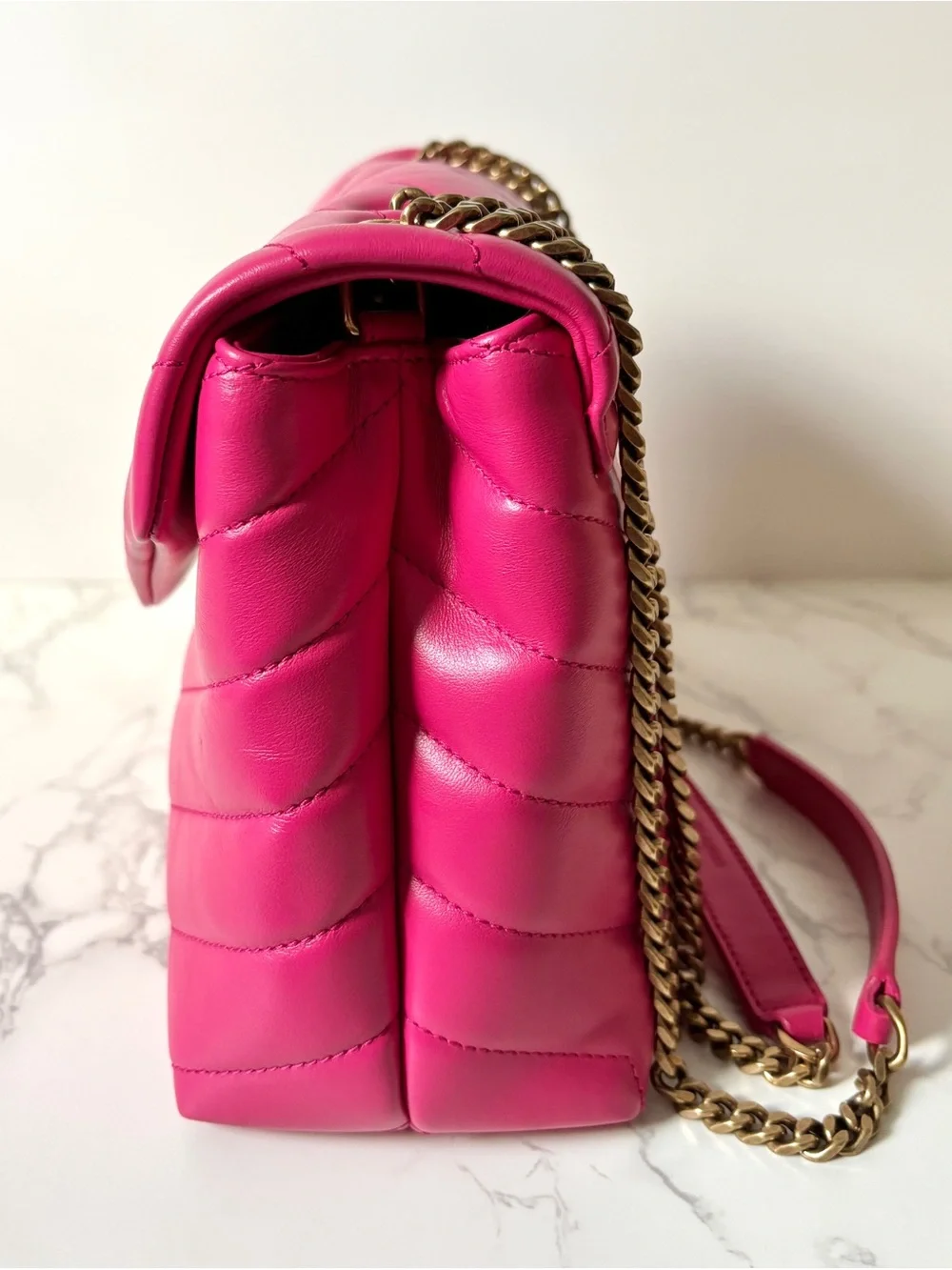 RARE Saint Laurent YSL Small Loulou Pink Fuchsia Shoulder Bag
